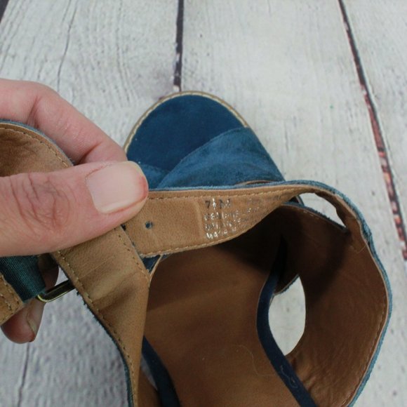 CASLON Blue Suede Leather Wedge Heels Sandals Shoes Size 7.5 Medium - Picture 6 of 8